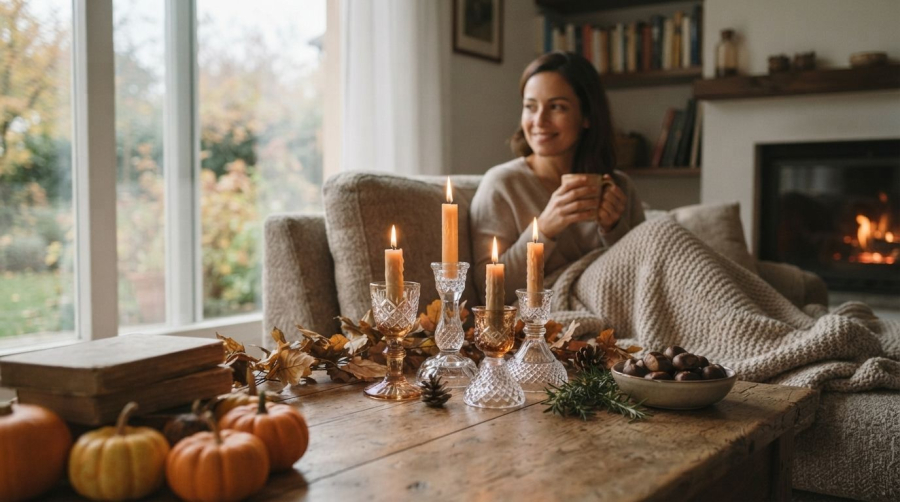 Portacandele di cristallo per atmosfera autunnale: idee per creare magia in casa